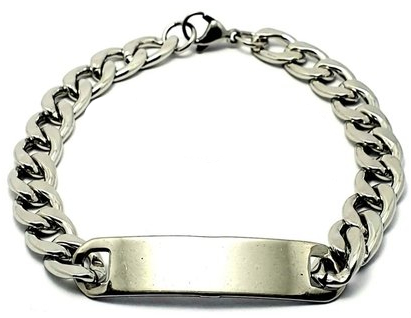 Pulsera de acero quirurgico eslabon grumet con sello 10mm 22cm